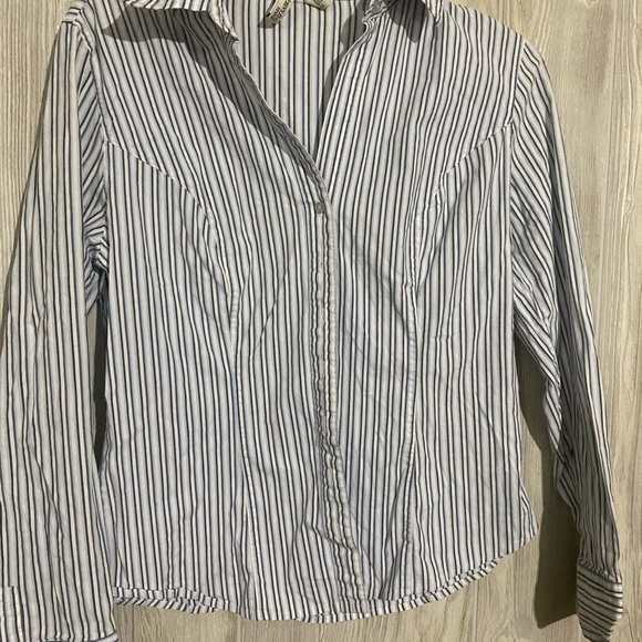 St. John's Bay Tops - Ralph Lauren Blue and White Striped Shirt